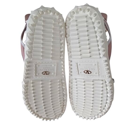 Valentino Garavani Rockstud Flat Ankle Strap Sandal Size 36 US 6 Pink Gold - Picture 7 of 10